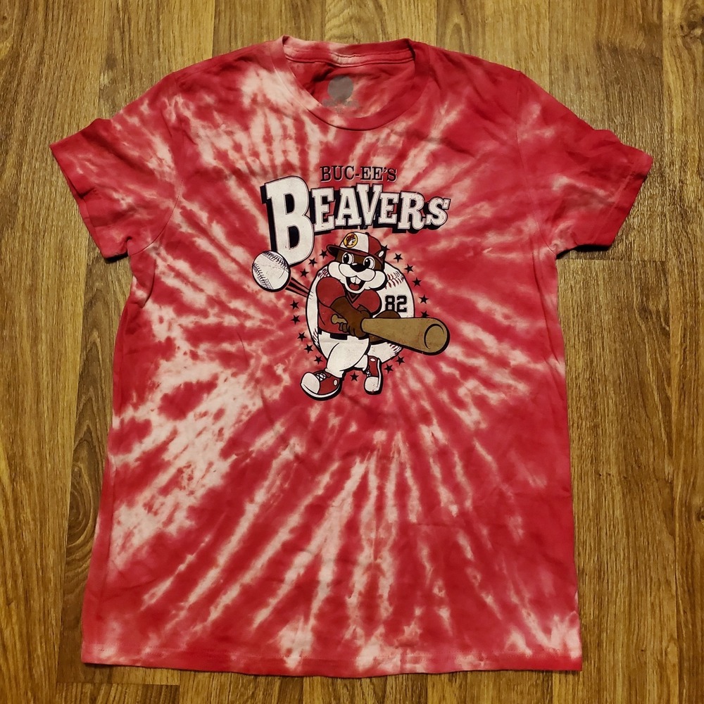 Bucees Beavers Shirt Youth Kids Red Tie Dye Baseball Graphic Homerun‎